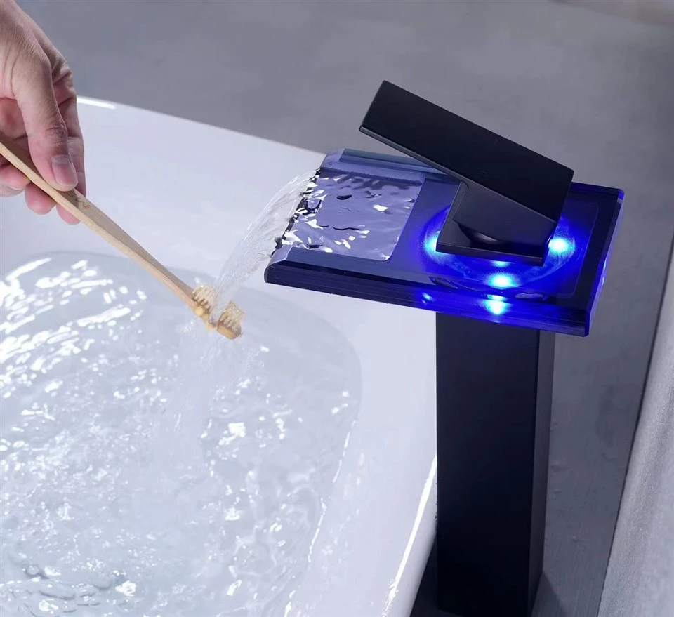 Matte Black LED Bathroom Sink Faucet